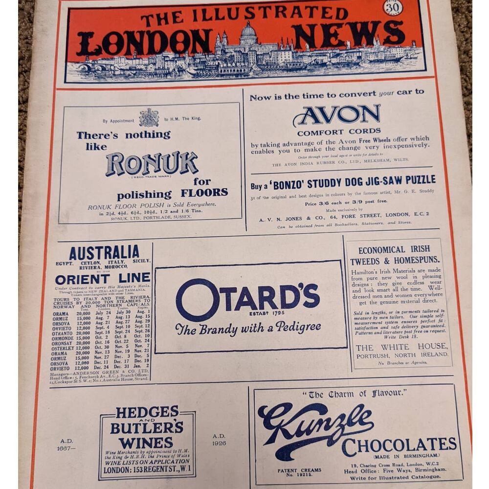 Vintage Illustrated London News Magazine Issue History Collection July 24, 1926